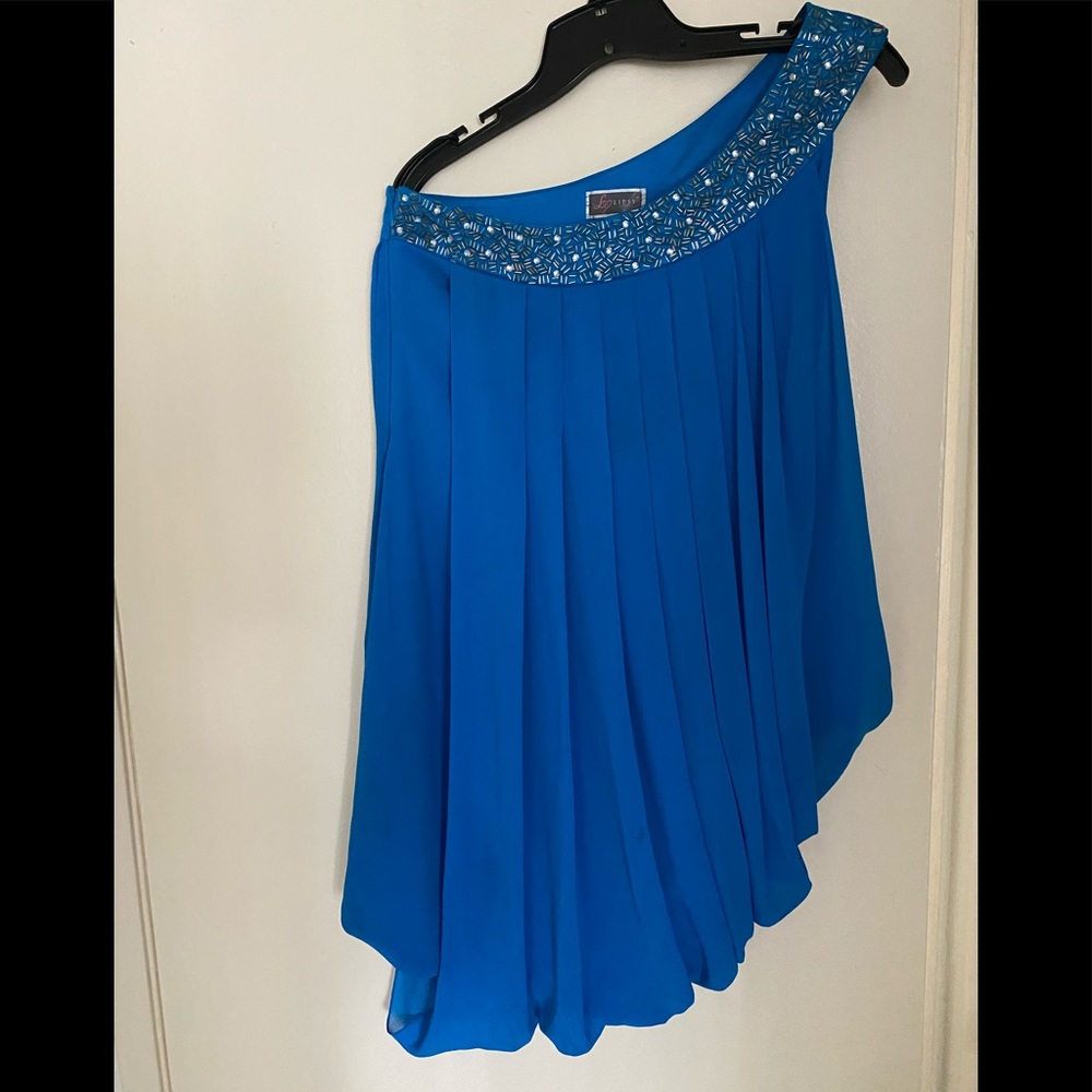 Lipsy London blue embellished one shoulder dress